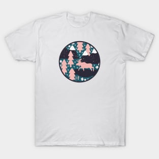 Mountain Moose (Salmon & Denim) T-Shirt